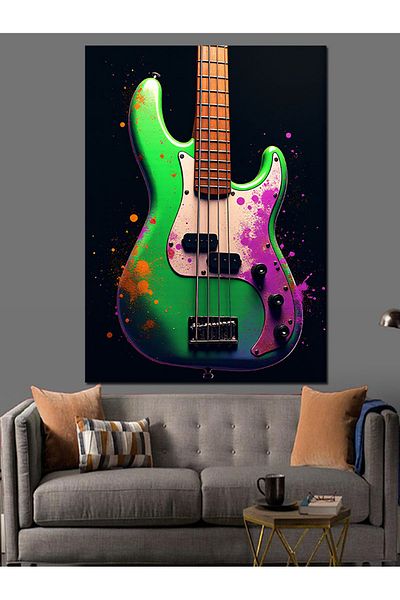 Tablomega Colorful Bass Guitar Decorative Canvas - Mdf Wooden Painting