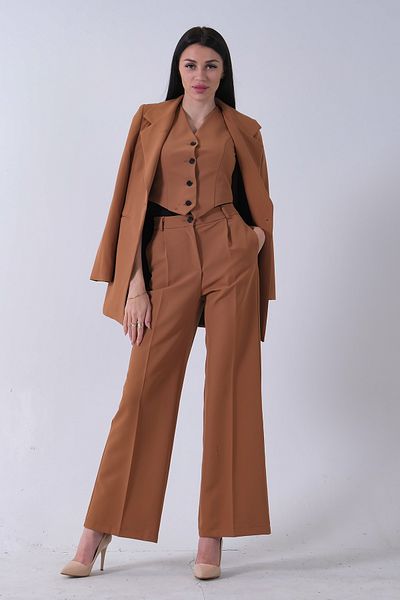 Feminist Jacket-Vest 3-Piece Suit with Trousers Camel 0106324