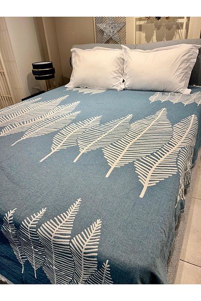 Explore Home Petrol Colored Dina Double Cotton Bedspread