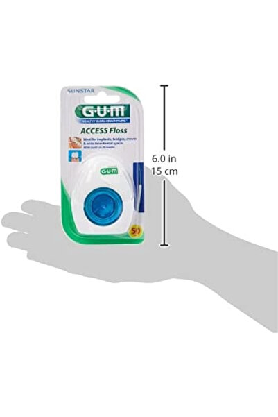 GUM Access Floss Dental Floss-Extra-thick spongy brush section-Removes Plaque