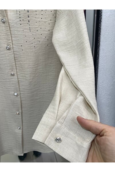 Yaren Moda keten taşlı Gömlek(beden ölçüsü açıklamada mevcuttur)