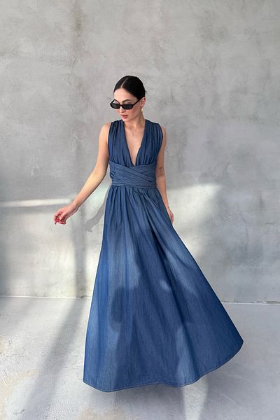 Seda Yalçın Atelier Rochie de blugi Salina cu detaliu albastru