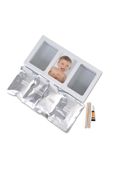 OEM Rama foto pentru Bebelusi cu Kit Mulaj 3D Mana si Picior, Cangaroo Mold Alb, Dimensiune 39x5x19 cm