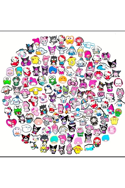 Kaptan Mavi (Rastgele 10 adet) Silikon Terlik Sandalet Süsü Kuromi Hello Kitt...