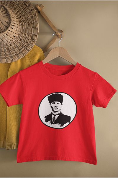 MAGORS Cotton Short Ataturk Printed Boy's and Girl's T-Shirt with Crew Neck
