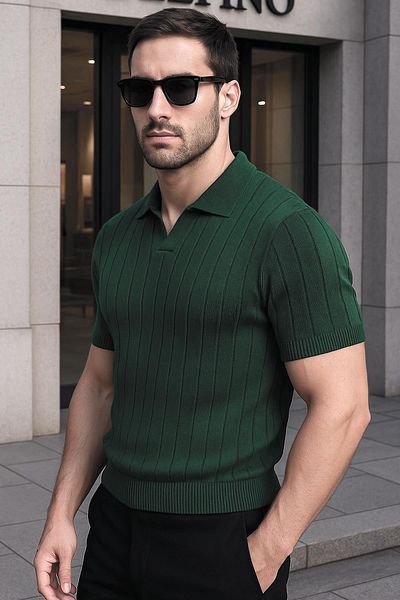 Delpino Πλεκτό Polo Neck Ανδρικό βαμβακερό T-shirt