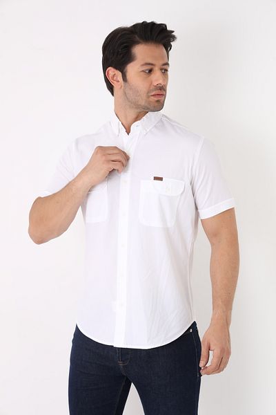 Cordial Men's Cotton Regular Fit Summer Pen Holder Detailed Double Pocket Flap Shirt