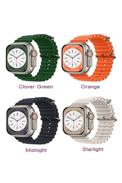 Generic Ocean Band Silicone Strap for Smart Watch 42/44/45/49mm, Compatible with Series 9/8/7/6/5/4/3/2/1/SE