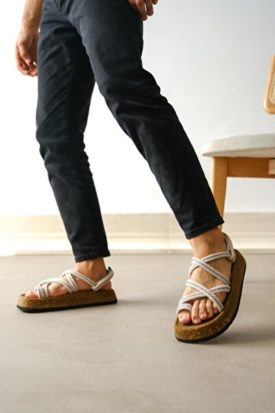 by selvi Lukka Shoes Ανδρικά σανδάλια Edwin από βαμβακερό σχοινί σε μπεζ χρώμα