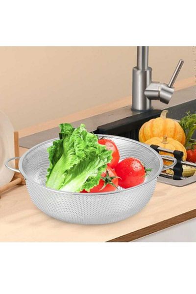 ÇEÇEN HOME Kitchen Stainless Steel Handled Saucepan Strainer Colander (19 cm)