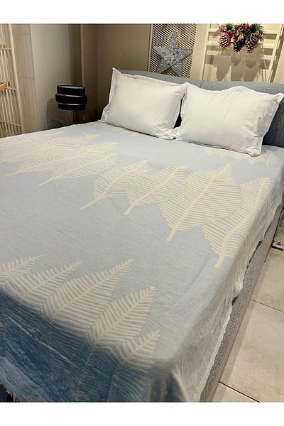 Explore Home , Tegam, Double, Cotton, Muslin, Bedspread - Baby Blue