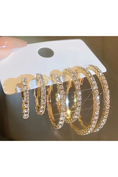 Store Paslanmaz Çelik Taşlı Küpe 6 Parça