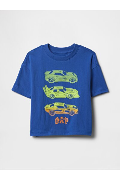 GAP Erkek Bebek Mavi Gap Logo Hot Wheels Grafikli T-Shirt
