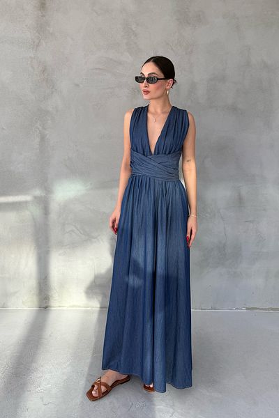 Seda Yalçın Atelier Rochie de blugi Salina cu detaliu albastru