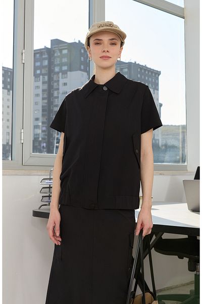 Fatma Atasoy Zippered Black Midi Trench Vest
