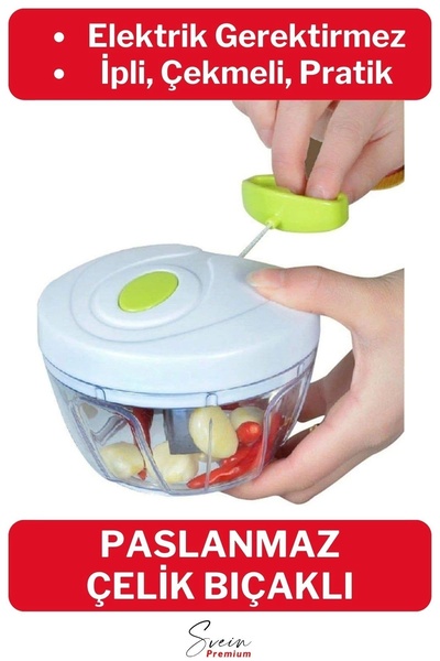 Svein Premium Manuel 3 Bıçaklı Ipli Çekmeli Paslanmaz El Rondosu Kolay Hızlı ...