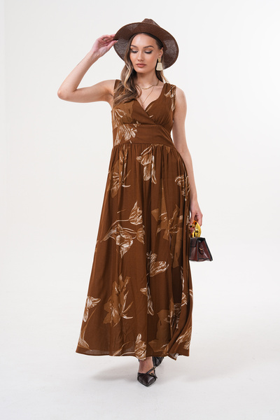 NAVY Διπλό στήθος, αμάνικο φόρεμα με φλοράλ σχέδιο από βισκόζη