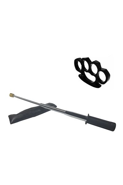 Depox Set bastoane telescopice argintii flexibile, maner din cauciuc, 47 cm + cutie neagra 1 cm grosime