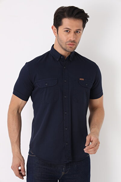 Cordial Чоловіча бавовняна сорочка Regular Fit з літнім кроєм, з подвійними кишенями та клапанами