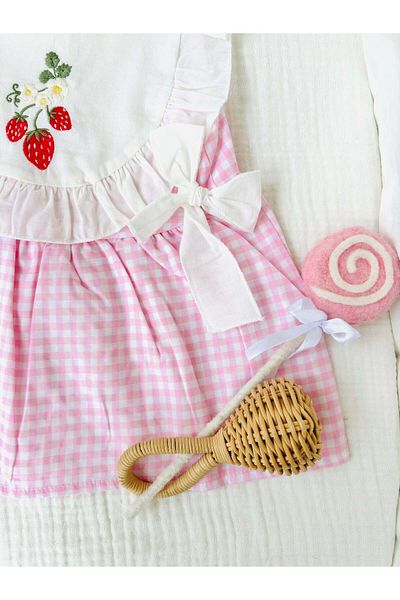 NUNU BABY Cherry Plaid Dress