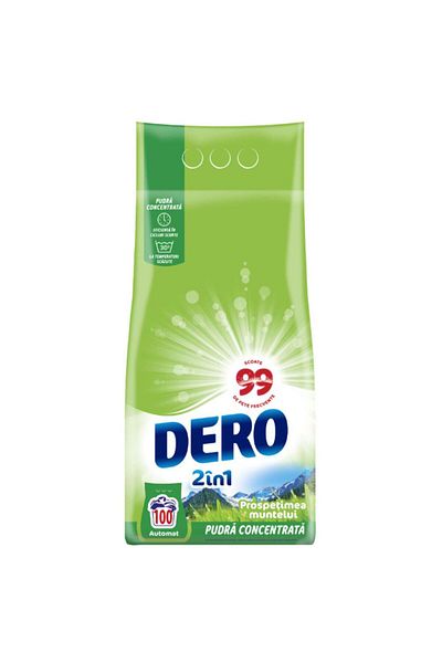 Dero 2v1 automatický prací prášek, horská svěžest, 100 praní, 7,5 kg