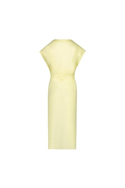 Escada Sport One Side Button Detailed Lined Belted Midi Length Linen Dress