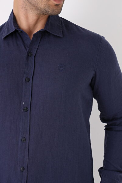 Cordial Чоловіча сорочка з 100% льону, прямий крій, довгі рукави