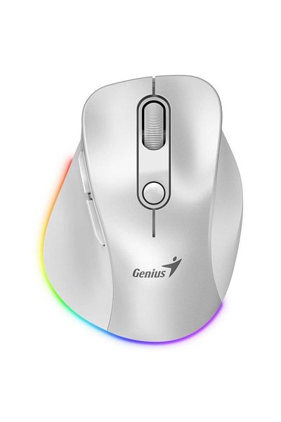 GENIUS Mouse Wireless Genius Ergo 9000S Pro, Bluetooth, 2400 DPI, reincarcabil, RGB (Alb)