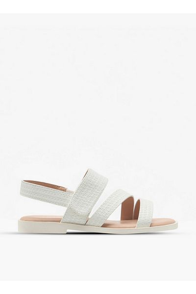 Little Missy Textured Cross Strap Sandals with Hook and Loop Closure