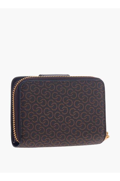 Celeste Monogram Print Zip Around Wallet with Flap Closure