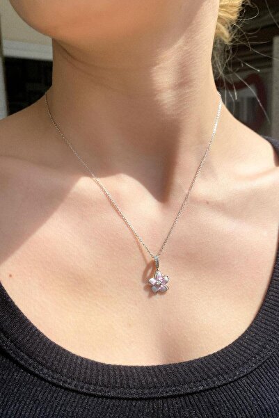 Spossy Silver Jewelry Mineli Manolya Çiçek Kolye