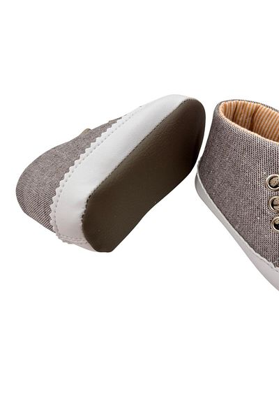 Esterella Striped Lined Baby Shoes / Lace-Up Soft Non-Slip Sole Moccasin / First Step Baby Shoes