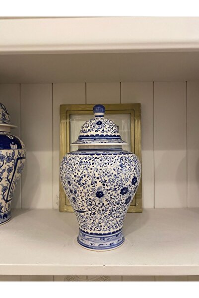 Dekordan House Bleu Blanc Dephne Desen Küp