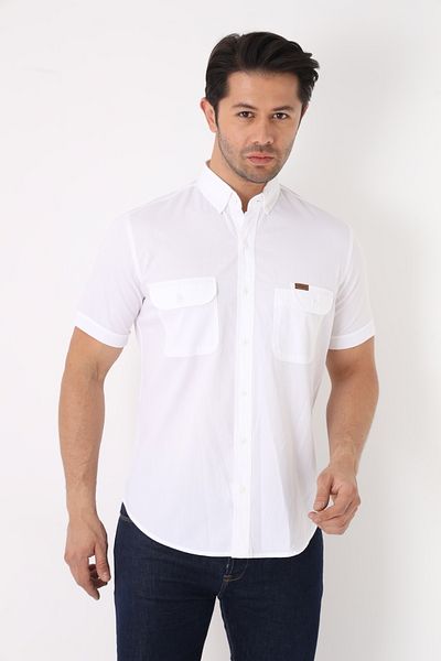 Cordial Men's Cotton Regular Fit Summer Pen Holder Detailed Double Pocket Flap Shirt