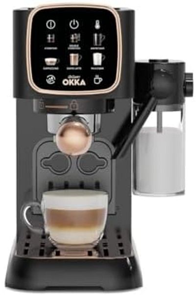 Arzum Okka OK0032 Semi-Automatic Espresso Machine with Milk Container, 15-Bar Pump, Touchscreen Disp