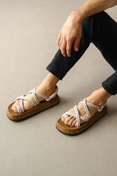 by selvi Lukka Shoes Ανδρικά σανδάλια Edwin από βαμβακερό σχοινί σε μπεζ χρώμα