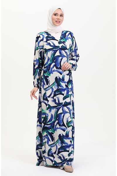 sefamerve Rochie de rugăciune cu cravată laterală Albastru Verde 4483AH-05