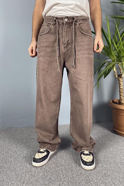 Alışveriş Sokağı Relaxed Fit Baggy Jeans with Rope Belt