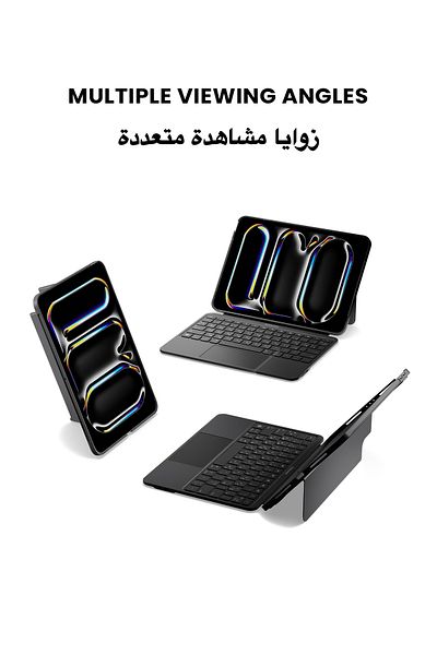 Tinymoose لوحة مفاتيح SpacePad iPad، لوحة لمس ثلاثية الاتجاهات، قابلة للفصل، بإضاءة خلفية، تدعم اللغة الإنجليزية/العربية، iPad 10 (2022)
