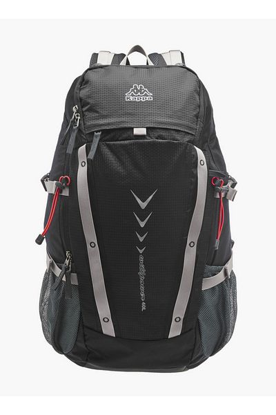 Kappa Logo Print Backpack with Zip Closure and Adjustable Strap - 34x54x16 cm