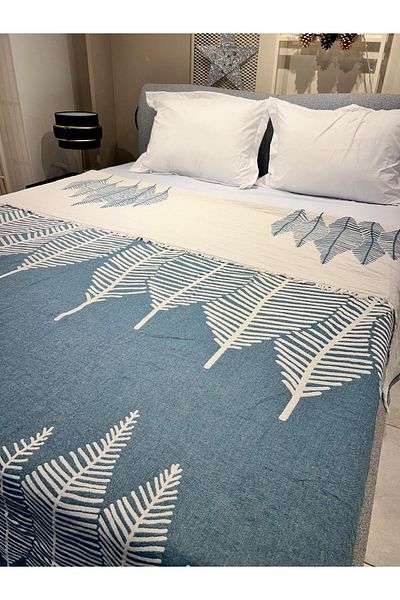 Explore Home Petrol Colored Dina Double Cotton Bedspread