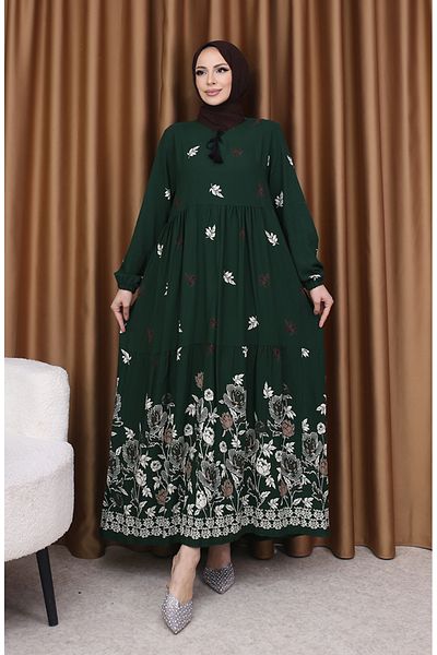 sefamerve Φόρεμα με σχέδιο Emerald Green Viscose 4080-01