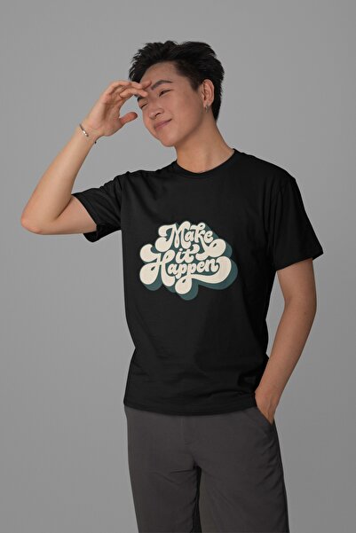 Butik ΓΥΝΑΙΚΕΙΟ/ΑΝΔΡΙΚΟ 100% ΒΑΜΒΑΚΙ ΜΕ ΕΚΤΥΠΩΣΗ MAKE IT HAPPEN ΜΕ ΣΤΡΟΓΓΥΛΗ ...