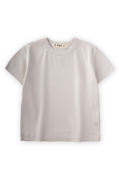 Cigit Tricou cu nervuri de bază 1-5 ani Roșu-Alb