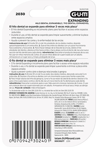 GUM Gum Expanding Dental Floss Thin & Easy to Insert in Tight Contacts-Removes Plaque-Healthy Gums-30M