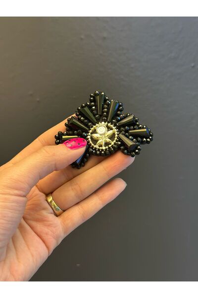 Gönülden Tasarım CRNI STAKLENI KAMEN DIZAJN CVETNI ODEĆA AKSESUAR ZA ŠIVANJE ...