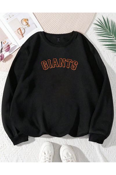 RPT MODA OVERSIZED GIANTS PRINTED BICYCLE COLLAR BASIC SWEATSHIRT
