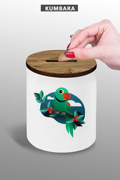 bymat 9 cm Ceramic Piggy Bank with Bird Imagesmall Size Table Top 25Kb53