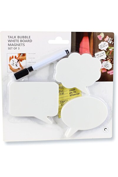 isometric 3'lü Konuşma Balonu Buzdolabı Magneti 3 Magnet ve Yazı Kalemi