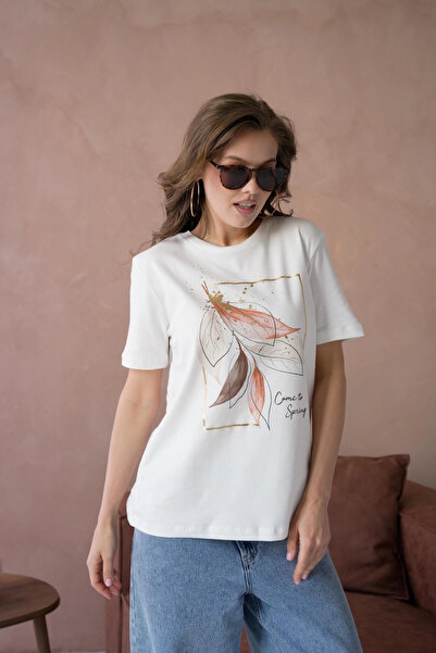 Park Karon okrugla kragna List Štampano Osnovni T-shirt